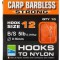 Carlige Legate PRESTON Carp Strong HTN Barbless, 40cm, Nr.12, 0.16mm, 10buc/pac