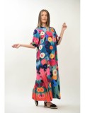 Cumpara ieftin ROCHIE LUNGA CU BUZUNARE MANECA SCURTA TIP CLOPOT SPLENDIDO TALIE UNICA Multicolora