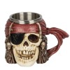 Halba Bere Metalica Pufo Crazy Pirate Craniu, 380ml, Rasina/Metal, 12cm - Cadou Original Bautorii de Bere, Halloween