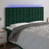 vidaXL Tăblie de pat cu LED, verde &icirc;nchis, 200x5x118/128 cm, catifea 3122927