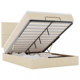 Cumpara ieftin Cadru de pat otoman cu saltea crem 140x190cm stofa