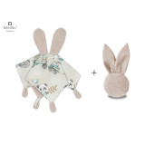 Cumpara ieftin Set jucarie de plus, MimiNu, Cu urechi si labute + Jucarie zornaitoare Mini Bunny, Materiale certificat Oeko Tex Standard 100, Design, Zoo on Bikes Nu