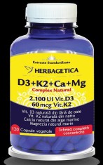 D3+k2+ca+mg complex natural 120cps vegetale foto
