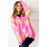 Cardigan Roz cu Flori, Kirra