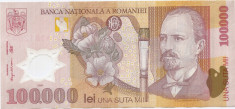 Romania 100.000 Lei 2001 - Polimer, prefix 02, 021A3812842 , P-114 aUNC foto