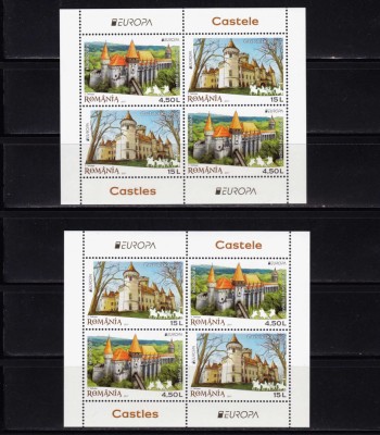 ✅RO 2017 LP 2142 a+b &amp;quot;Europa-Castele&amp;quot; , colita 696 tipI si II, MNH foto