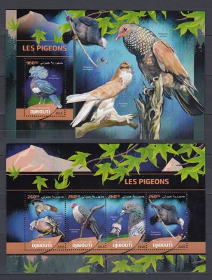Djibouti - Pasari - PORUMBEI - BL + KB + 4 S.S. - MNH - 2 foto foto