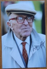 Autograf pe fotografie al scriitorului sloven Boris Pahor din Trieste, Italia, supravietuitor al Holocaustului