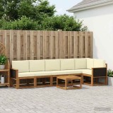 Cumpara ieftin Set de canapele de exterior 7 buc. 6-Locuri Natural si Crem