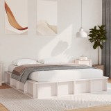 VidaXL Cadru de pat cu spațiu de depozitare &ndash; Alb, 150 x 200cm, din pin solid.
