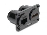 Priza montare birou cu RJ45 Cat.6 + HDMI 4K60Hz Negru, Delock 91172