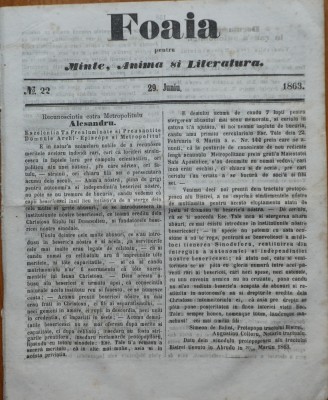 Foaia pentru minte , inima si literatura , nr. 22 , 1863 , Brasov , D. Petrino foto
