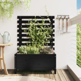 Cumpara ieftin Jardinieră grădină cu raft negru 79x39,5x114 cm, lemn masiv pin