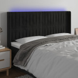 Tablie de pat cu LED, negru, 183x16x118/128 cm, catifea GartenMobel Dekor, vidaXL