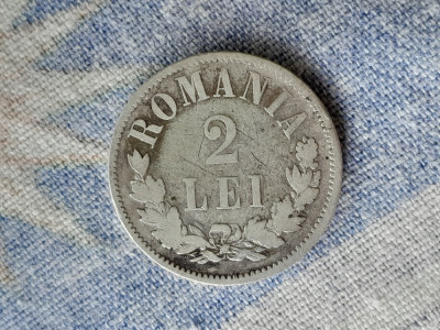 2 LEI 1876 - CAROL.I - argint. ROMANIA foto