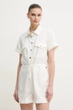 Pepe Jeans salopeta EDMEE culoarea bej, cu guler, PL230511