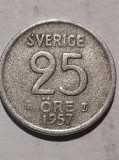 25 &ouml;re 1957 argint Suedia, Europa