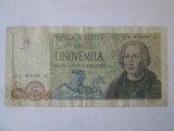 Rara! Italia 5000 Lire 1973 uzata seria:030109,bancnota din imagini