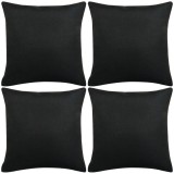 vidaXL Huse de pernă cu aspect de p&acirc;nză, 40 x 40 cm, negru, 4 buc. 131558