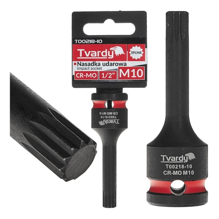 Cheie tubulara de impact SPLINE 1 / 2&quot;, M10, Cr-Mo, Tvardy T00218-10