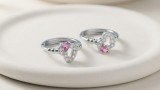Cumpara ieftin Cercei Argint 925 Huggie Inima Roz Cubic Zirconia 15mm Tortita Atcom Femei