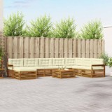 Cumpara ieftin Set de canapele de exterior 9 buc. 7-Locuri Natural si Crem