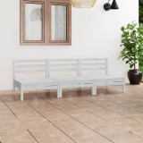 vidaXL Set mobilier de grădină, 3 piese, alb, lemn masiv de pin 3082443