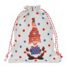 Săculeț Textil Crăciun, Model Gnome, Ecru, 12x15cm, Buline Roșii și Albastre, Oem