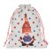 Săculeț Textil Crăciun, Model Gnome, Ecru, 12x15cm, Buline Roșii și Albastre