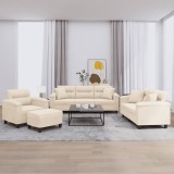 VidaXL Set de canapele cu perne, 4 piese, bej, microfibră