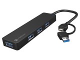 Hub USB 3.0 NATEC negru, 4 porturi USB A și USB C, 0.15m, compatibil Windows și Mac
