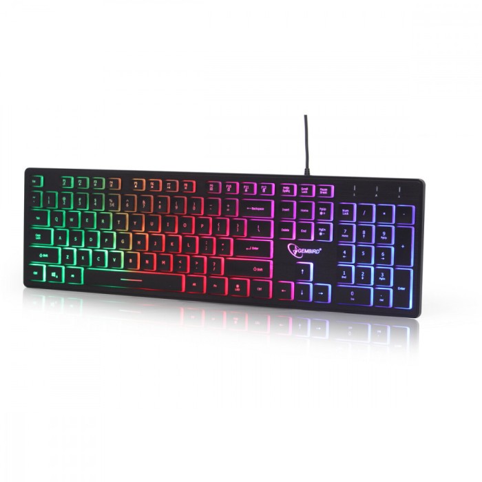 Tastatura cu fir Gembrid USB - KB-UML-01 iluminata (rainbow), conexiune USB si Boxe 2.0 Serioux SRXS-SB2000C SoundBoost 2000C, 6W