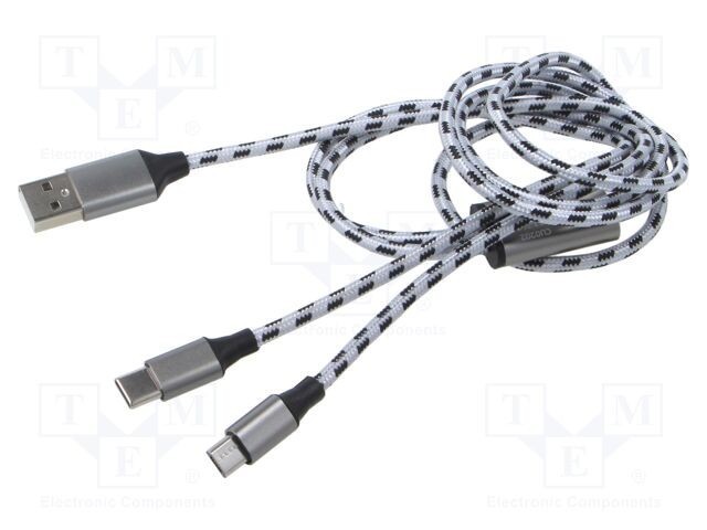 Cablu USB 2.0 High Speed LOGILINK 1,2m alb textil