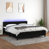 VidaXL Pat cu arcuri, saltea și LED, negru, 160x200 cm, textil 3133327