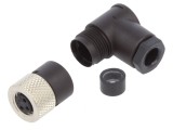 Conector M8 mamă, 3 pini, 90&deg;