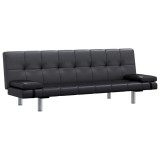 Cumpara ieftin Canapea extensibila 2 perne, piele artificiala, reglabila negru