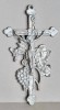 Crucifix vintage original turnat in fonta, ornamente viticole, vechime 80 ani