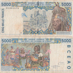 1995, 5.000 Francs (P-113 Ad) - Coasta de Fildeş (Statele Africane de Vest)