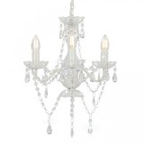 Cumpara ieftin Candelabru cu mărgele, alb, rotund, 3 becuri E14, vidaXL