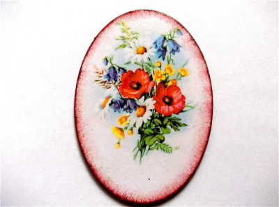Buchet flori magnet oval, produs lucrat manual decoratiune frigider 41259 foto