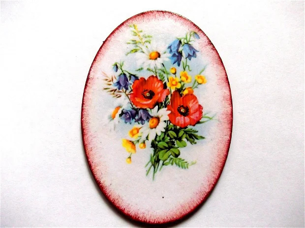 Buchet flori magnet oval, produs lucrat manual decoratiune frigider 41259