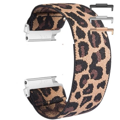 Curea textila elastica, compatibila Huawei Watch Fit 2, cu adaptor dedicat, Elastic Leopard foto