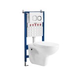 Set Rezervor WC Montat Pe Perete Leziter Roya 83W, HDPE, 6-9L, Ceramica, ABS Alb