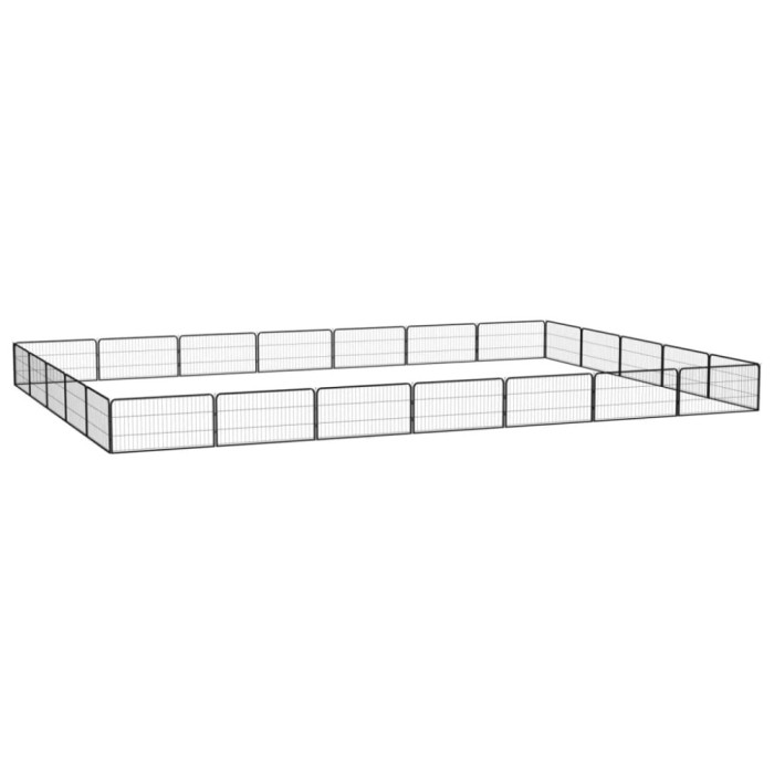 Țarc c&acirc;ini 24 panouri negru 100x50 cm oțel vopsit electrostatic
