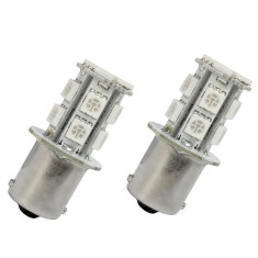 Set 2 becuri auto cu leduri Vecta 12V BA15s S25 , 13 LED , 5050 SMD , rosu