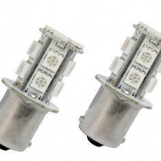 Set 2 becuri auto cu leduri Vecta 12V BA15s S25 , 13 LED , 5050 SMD , rosu AutoDrive ProParts