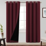 Draperii Termice Blackout cu Inele, Izolate &ndash; Roșu 140x245cm 2 buc