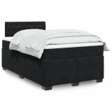 VidaXL Pat box spring cu saltea, negru, 120x200 cm, catifea