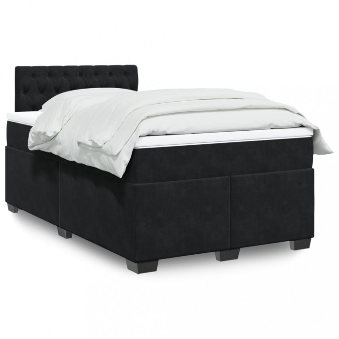 vidaXL Pat box spring cu saltea, negru, 120x200 cm, catifea 3286290
