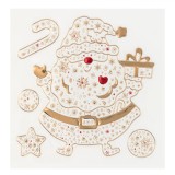 Autocolante Decorative Crăciun, Mos Crăciun, Corp Transparent, Detalii Roșii și Aurii, Cadouri și Ornamente, Dimensiuni 18x23cm, Oem